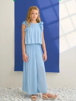 Abel & Lula Komplet bluzka i spodnie 5285 Błękitny Regular Fit