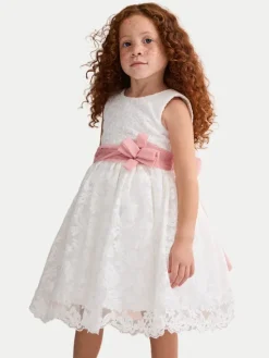 Abel & Lula Sukienka elegancka 5035 Biały Regular Fit