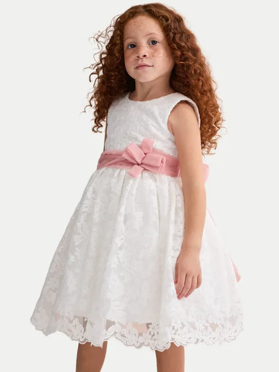 Abel & Lula Sukienka elegancka 5035 Biały Regular Fit