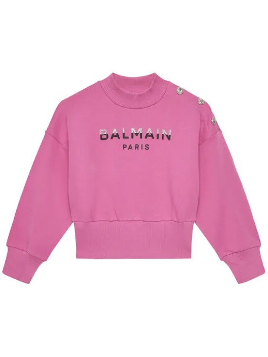 Balmain Bluza BV4A90-Z0081 Różowy Regular Fit