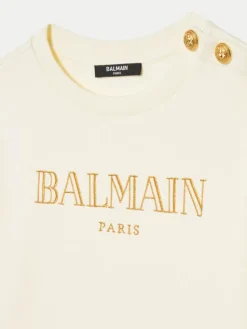 Balmain Bluza BV4B10-Z0081 102 Écru Regular Fit
