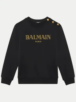 Balmain Bluza BV4B10-Z0081 930OR Czarny Regular Fit