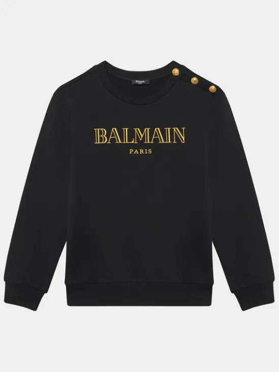 Balmain Bluza BV4B10-Z0081 930OR Czarny Regular Fit