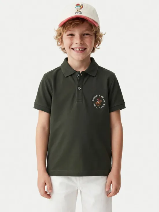 Beverly Hills Polo Club Polo P-SS26B-P42560 Zielony ciemny Regular Fit