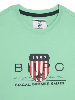 Beverly Hills Polo Club T-Shirt P-SS26B-TS414011 Zielony Regular Fit