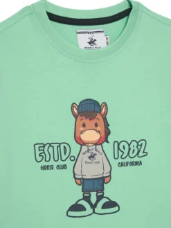 Beverly Hills Polo Club T-Shirt P-SS26B-TS0135 Zielony Regular Fit