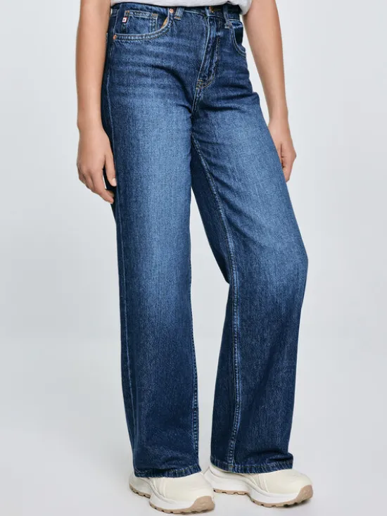 BIG STAR Jeansy NATALIE Granatowy Wide Fit