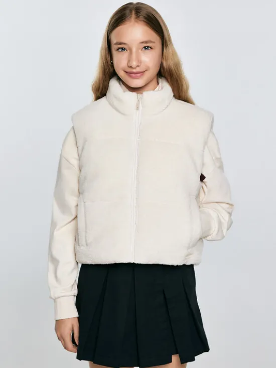 BIG STAR Kamizelka ZOJA Kremowy Basic Fit