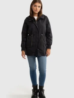 BIG STAR Płaszcz przejściowy NURIA Czarny Basic Fit