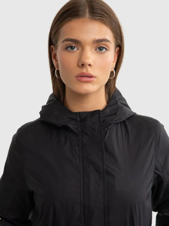 BIG STAR Płaszcz przejściowy NURIA Czarny Basic Fit