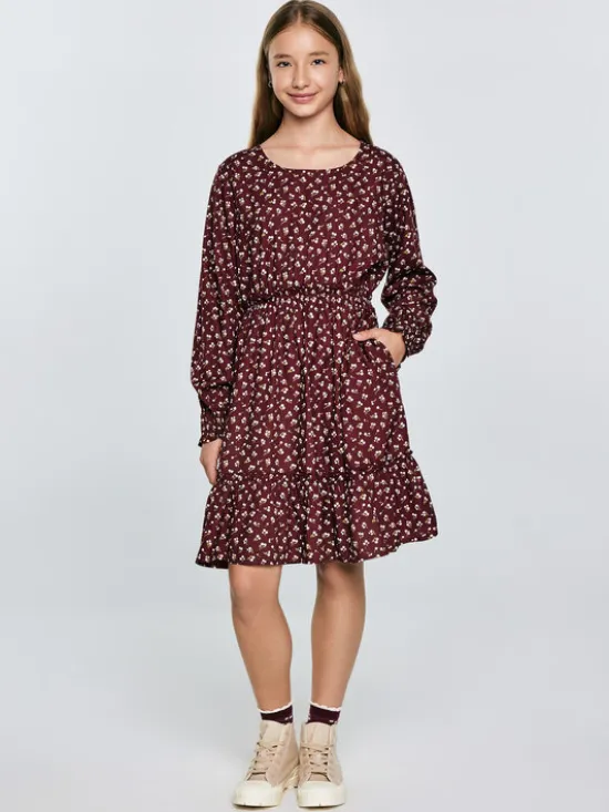 BIG STAR Sukienka codzienna NAMISA Bordowy Basic Fit