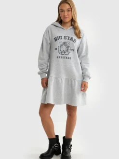 BIG STAR Sukienka dzianinowa FLEUR Szary Comfort Fit