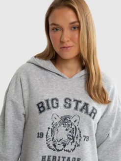 BIG STAR Sukienka dzianinowa FLEUR Szary Comfort Fit