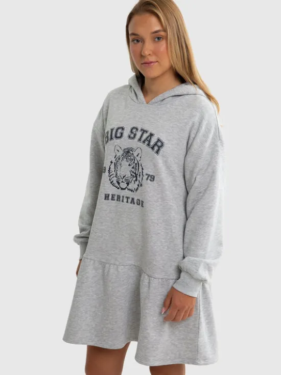 BIG STAR Sukienka dzianinowa FLEUR Szary Comfort Fit