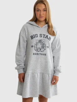 BIG STAR Sukienka dzianinowa FLEUR Szary Comfort Fit