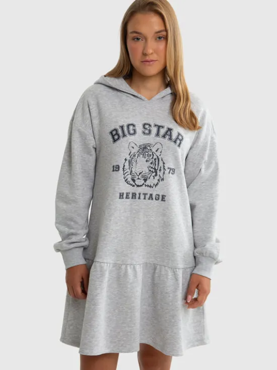 BIG STAR Sukienka dzianinowa FLEUR Szary Comfort Fit
