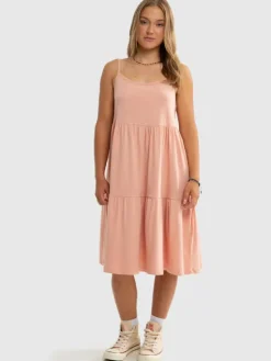 BIG STAR Sukienka letnia ALDONKA Różowy Basic Fit