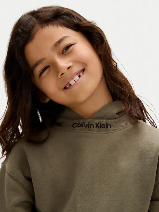 Calvin Klein Jeans Bluza Embro Logo IB0IB02525 D Zielony Relaxed Fit
