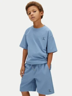 Calvin Klein Jeans Komplet t-shirt i spodenki LVCKSJI20B Niebieski Regular Fit