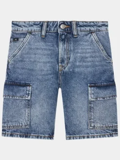 Calvin Klein Jeans Szorty jeansowe Skater IB0IB02004 Niebieski Regular Fit