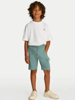 Calvin Klein Jeans Szorty sportowe IB0IB02440 Zielony Relaxed Fit