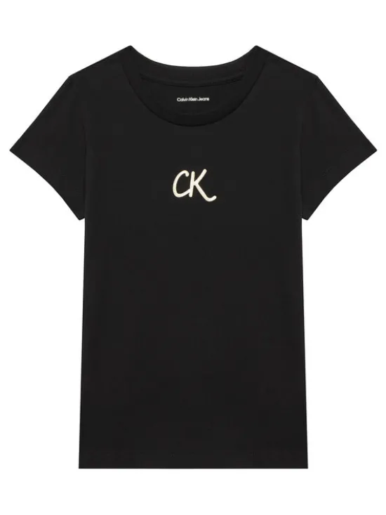 Calvin Klein Jeans T-Shirt Glitter IG0IG02972 D Czarny Slim Fit
