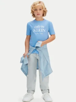 Calvin Klein Jeans T-Shirt LVCKSJA07B Błękitny Regular Fit