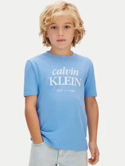Calvin Klein Jeans T-Shirt LVCKSJA07B Błękitny Regular Fit