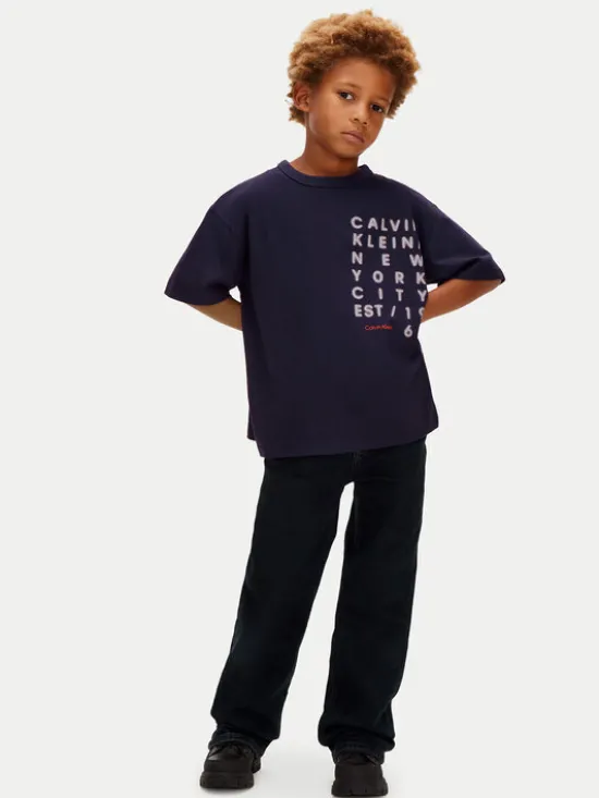 Calvin Klein Jeans T-Shirt LVCKSJA02B Granatowy Relaxed Fit