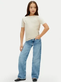 Calvin Klein Jeans T-Shirt Mono Mini Badge LV1CKSJA30 Beżowy Regular Fit