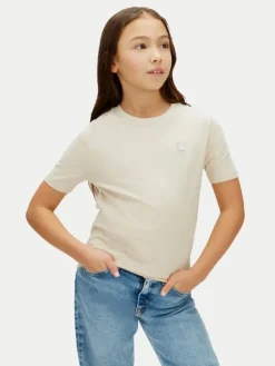 Calvin Klein Jeans T-Shirt Mono Mini Badge LV1CKSJA30 Beżowy Regular Fit