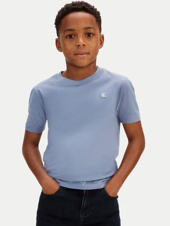 Calvin Klein Jeans T-Shirt Mono Mini Badge LV1CKSJA30 Niebieski Regular Fit