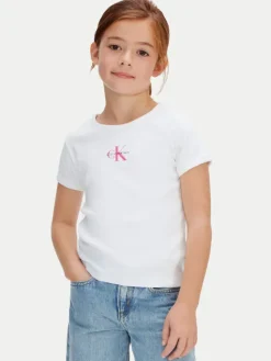 Calvin Klein Jeans T-Shirt Monologo LVCKSJB11G Biały Regular Fit