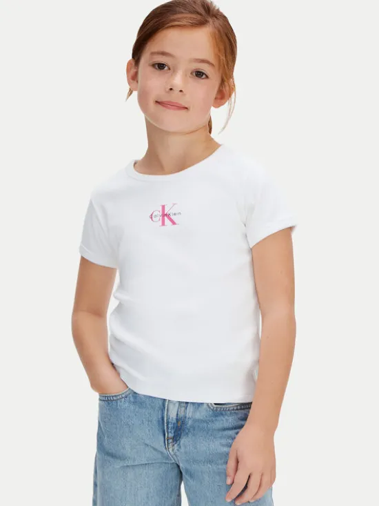 Calvin Klein Jeans T-Shirt Monologo LVCKSJB11G Biały Regular Fit