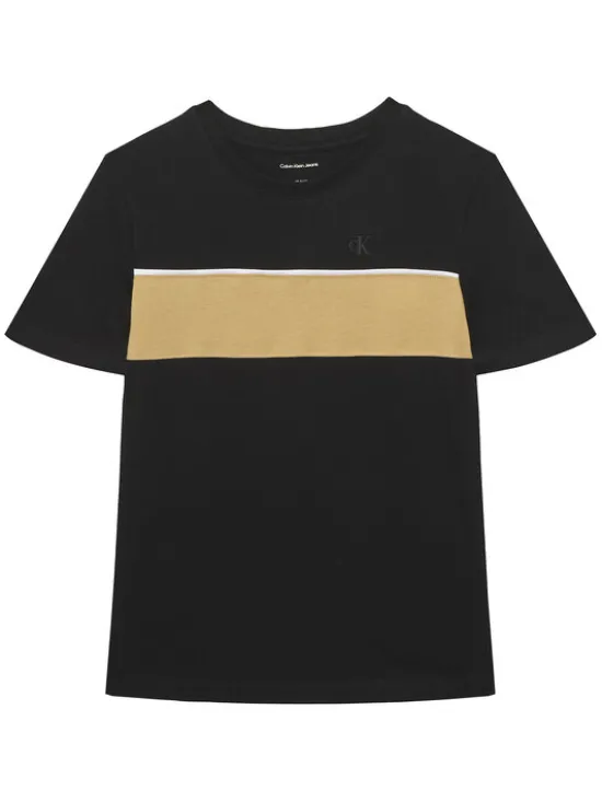 Calvin Klein Jeans T-Shirt Panel Colorblock IB0IB02609 Czarny Regular Fit