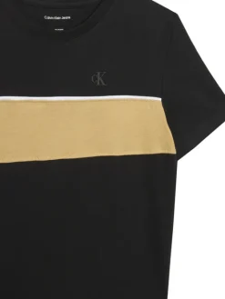 Calvin Klein Jeans T-Shirt Panel Colorblock IB0IB02609 Czarny Regular Fit