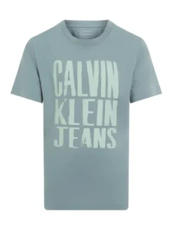 Calvin Klein Jeans T-Shirt Slogan Graphic IB0IB02459 Niebieski Regular Fit