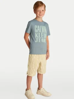 Calvin Klein Jeans T-Shirt Slogan Graphic IB0IB02459 Niebieski Regular Fit
