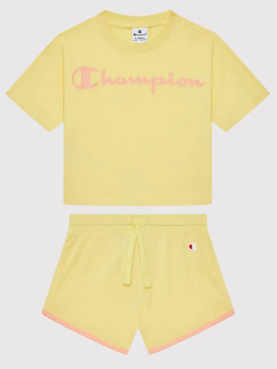 Champion Komplet t-shirt i szorty sportowe 404319 Żółty Custom Fit