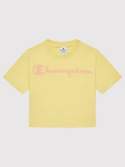 Champion Komplet t-shirt i szorty sportowe 404319 Żółty Custom Fit