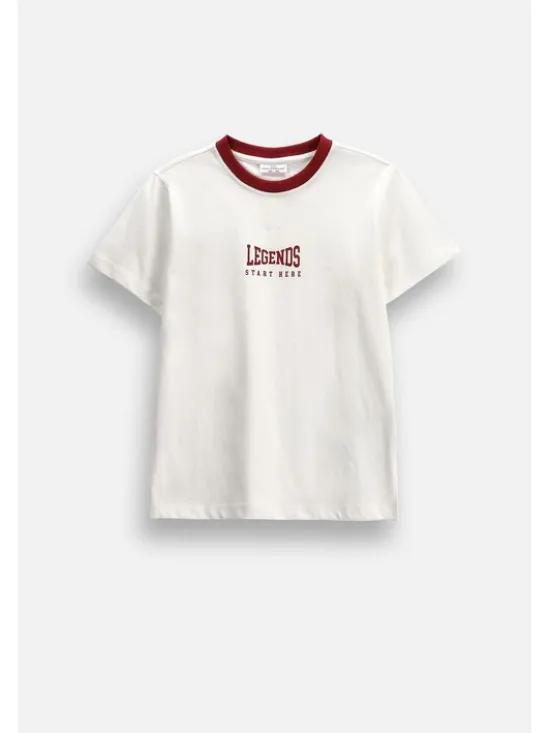 Coccodrillo T-Shirt ZC6143204ABJ-003 Kremowy Regular Fit
