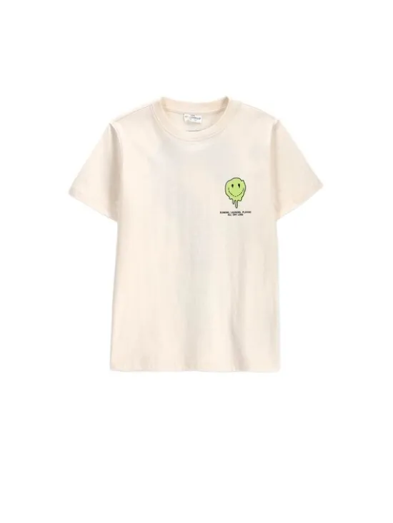 Coccodrillo T-Shirt ZC6143201VBA-003 Kremowy Regular Fit