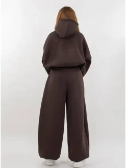 DKaren Sport Komplet bluza i spodnie materiałowe DK-K-B27 Brązowy Balloon Fit