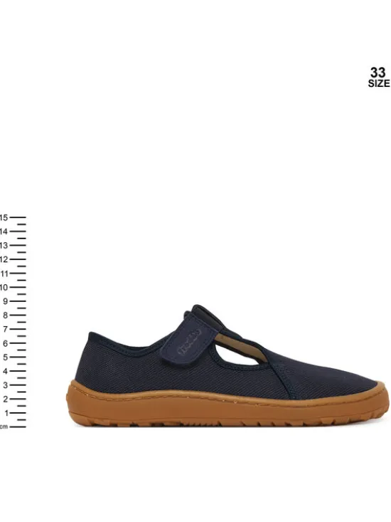 Froddo Kapcie Barefoot Canvas T-Bar G1700439 D Granatowy