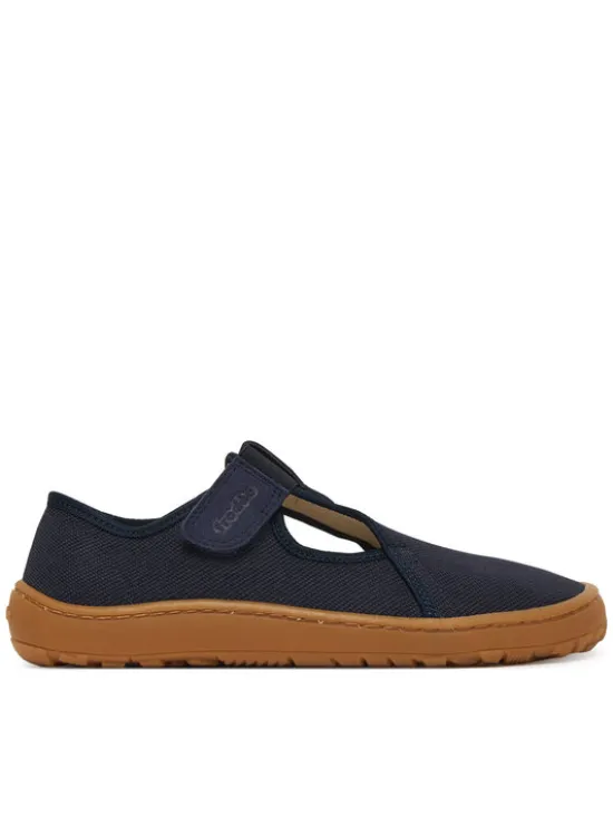 Froddo Kapcie Barefoot Canvas T-Bar G1700439 D Granatowy