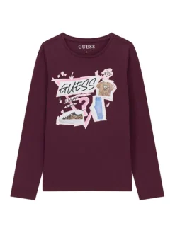 Guess Bluzka J6YI01 K3664 Bordowy Regular Fit