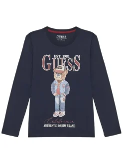 Guess Bluzka L5YI30 K8HM4 Granatowy Regular Fit