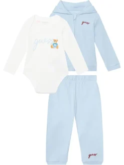Guess Komplet bluza, body i spodnie dresowe H6YG09 K4135 Niebieski jasny Regular Fit