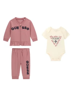 Guess Komplet bluza, body i spodnie dresowe S6YG10 K3951 Różowy Regular Fit