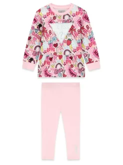 Guess Komplet bluza i legginsy K6YG03 K3841 Różowy Regular Fit